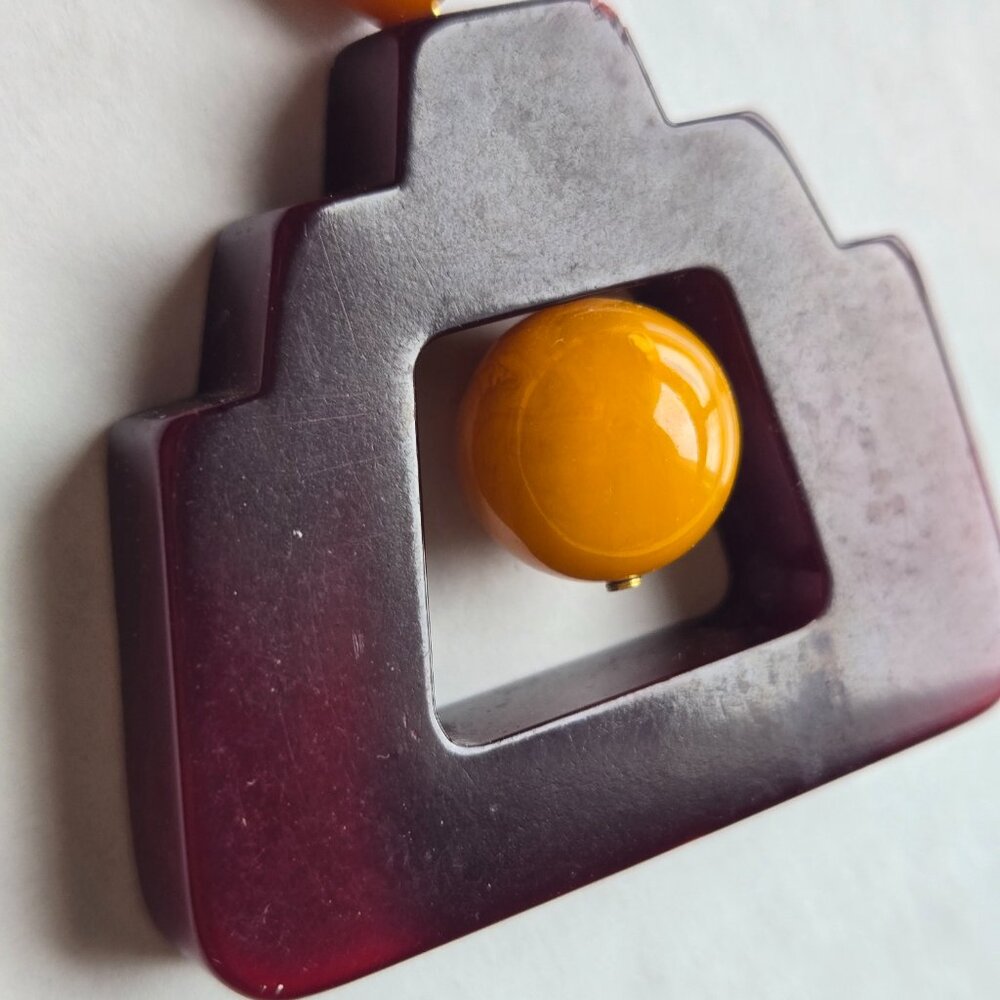 Genuine Bakelite Amber Necklace Pendant